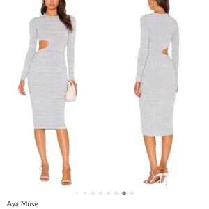 Aya Muse Shale Light Blue Knit Midi Dress